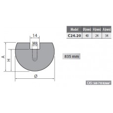 C24-20 Rolleri Radius Top Tool 20mm Radius